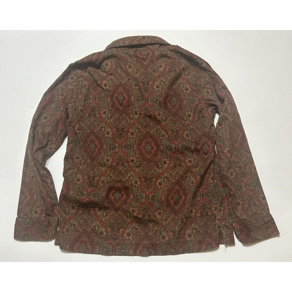 Lauren Ralph Lauren Shirt Womens Petite Small Paisley Leisure Pajama Embroidery - Picture 3 of 9